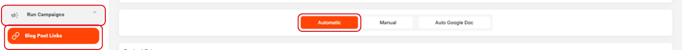 Selecting Blog Post Links Automatic mode