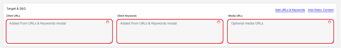 Blog Post Links — Target & SEO section